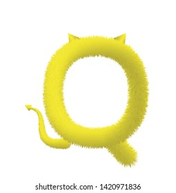 Font fluffy and furry vector yellow capital Q
