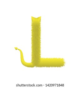 Font fluffy and furry vector yellow capital L