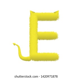 Font fluffy and furry vector yellow capital E