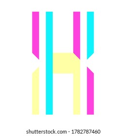 Font folded from colored paper parts, Bright colored alphabet, letter X