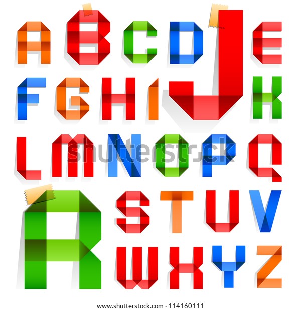 Font Folded Colored Paper Roman Alphabet Stock Vector Royalty Free