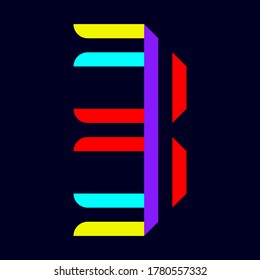 Tipo de letra plegado a partir de cintas multicolor, alfabeto de papel, número tres, ilustración vectorial 10EPS