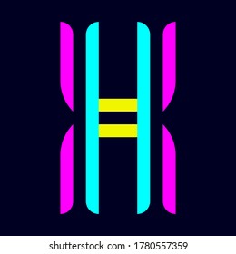 Font folded from multi color ribbons, paper alphabet, letter X, vector illustration 10EPS