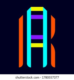 Tipo de letra plegado a partir de cintas multicolor, alfabeto de papel, letra R, ilustración vectorial 10EPS
