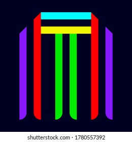 Font folded from multi color ribbons, paper alphabet, letter M, vector illustration 10EPS