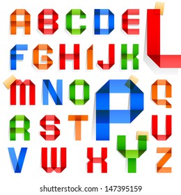 Font folded from multicolored paper -  Roman alphabet