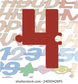 A font in the form of a puzzle with fastening elements that allow you to connect symbols into words.
Before laser cutting the letters, the background layers should be made invisible.
