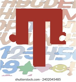 Eine Schriftart in Form eines Puzzles mit Befestigungspunkten, die es Ihnen ermöglichen, Symbole mit Wörtern zu verbinden.
Bevor der Laser die Buchstaben schneidet, sollten die Hintergrundschichten unsichtbar gemacht werden.