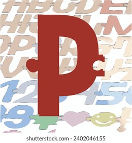 
Un tipo de letra en forma de rompecabezas con elementos de fijación que permiten conectar símbolos en palabras.
Antes de cortar por láser las letras, las capas de fondo deben ser invisibles.