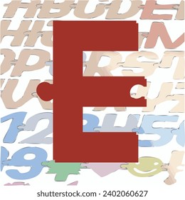 A font in the form of a puzzle with fastening elements that allow you to connect symbols into words.
Before laser cutting the letters, the background layers should be made invisible.