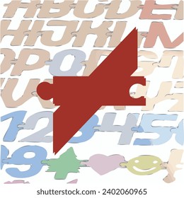 A font in the form of a puzzle with fastening elements that allow you to connect symbols into words.
Before laser cutting the letters, the background layers should be made invisible.