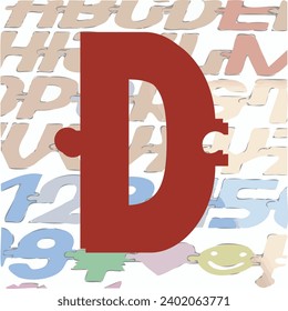 A font in the form of a puzzle with fastening elements that allow you to connect symbols into words.
Before laser cutting the letters, the background layers should be made invisible.