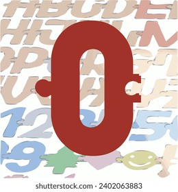A font in the form of a puzzle with fastening elements that allow you to connect symbols into words.
Before laser cutting the letters, the background layers should be made invisible.