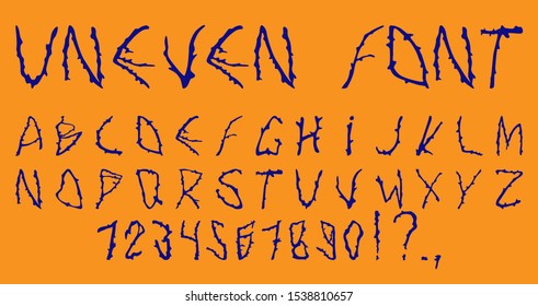 The font is in the form of stylized insect limbs with thorns. Vector illustration.