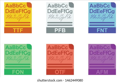 Font Format Icon Set Design Flat Style