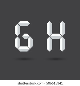 font G ,H vector Digital Paper style on Dark background for you design, EPS 10 illustration