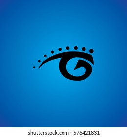 font G letter icon in logo eye 