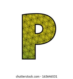 Font with geometric pattern - letter P