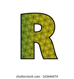 Font with geometric pattern - letter R