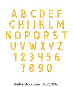 Font Gold. Alphabet Golden Sand. 