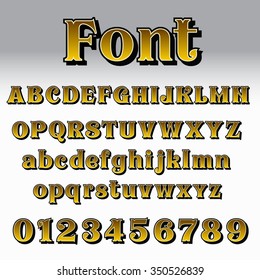 font, gold, alphabet, golden, vector