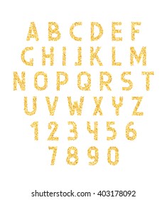 Font gold vector. Alphabet letters. 