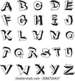 Font graffiti - sketchy graffiti font 3D.	
