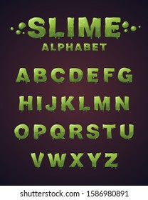 Font of green slime. Letters with green glaze.
