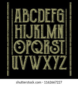 Font Grunge Idea name of old vintage vector graphic element. Retro sign chalkboard style texture