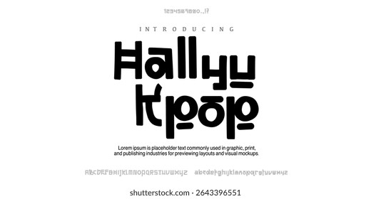 Font Hallyu Kpop. korean pop 3d editable vector text effect. trendy style text effec