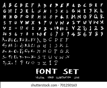 Font hand draw sketch vector doodle set on blackboard
