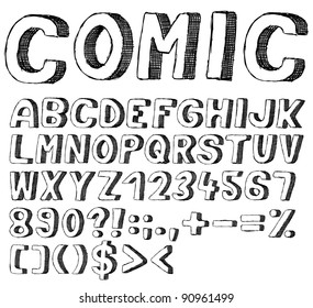 Font, hand drawn and sketched