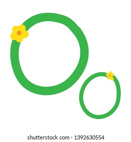 Font Hand drawn vector, design green and little flower alphabet. Letters written isolated on white. Calligraphy font. Handwriting symbols. Easy to edit design template for your artworks. - Vector