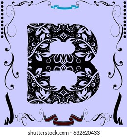 Font handcrafted flowers vector script alphabet font vector, design,handwritten,brush,retro,old style design,vector letters,vintage,labels,illustration,named-B