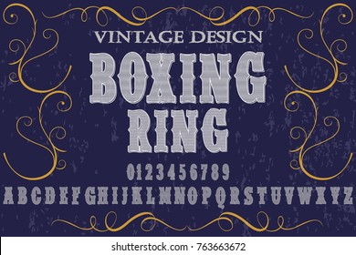 Font handcrafted vector alphabet named boxing ring