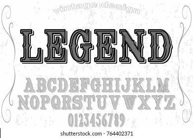Font handcrafted vector alphabet named vintage legend