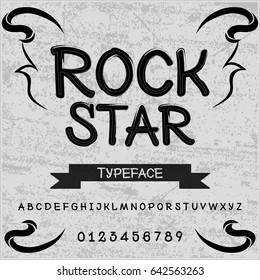 Font handcrafted vector rock star