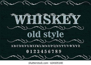Font handcrafted vector script alphabet font vector, design, handwritten, brush, retro, old style design, vector letters, vintage, labels, illustration-whiskey