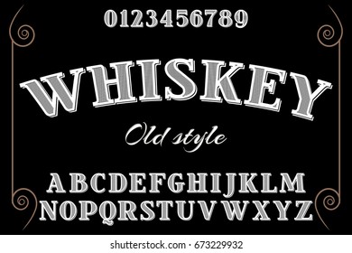 Font handcrafted vector script alphabet font vintage old style and vector design handwritten,brush,retro,old style design,vector letters,vintage,labels,illustration named whiskey