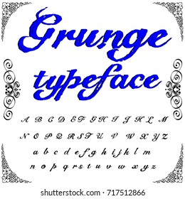 Font handcrafted vector script alphabet font vector, design, handwritten typeface named Grunge typeface