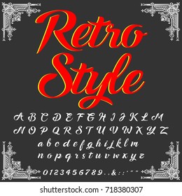 Font Handcrafted Vector Script Alphabet Font Vector, Design, Handwritten Typeface Named Retro Style