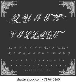 Font handcrafted vector script alphabet font vector, design, handwritten typeface named Quiet Village