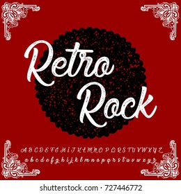 Font handcrafted vector script alphabet font vector, design, handwritten typeface named Retro Rock