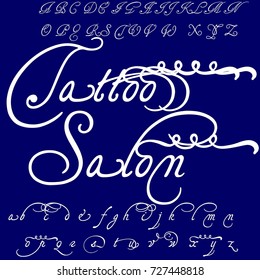 Font handcrafted vector script alphabet font vector, design, handwritten typeface named Tattoo Salon