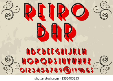 font handcrafted vector typeface named retro bar