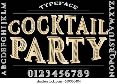 font handwritten vector Calligraphic alphabet, vector, script, font, labels named cocktail party