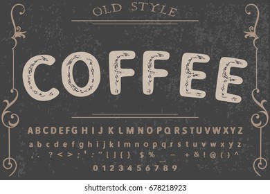 font handwritten vector Calligraphic alphabet,vector,script,font,labels named coffee
