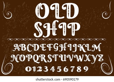 font handwritten vector Calligraphic alphabet,vector,script,font,labels named old ship