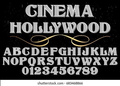 Font Handwritten Vector Calligraphic Vector Vintage Alphabet,vector,script,font,labels,designers For Typeface,grunge,banners With Decoration,handcrafted,Hand Lettering Named Hollywood Cinema