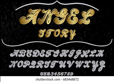 font handwritten vector Calligraphic vector vintage alphabet,vector,script,font,labels,designers for typeface,grunge,banners with decoration,handcrafted,Hand Lettering named angel story